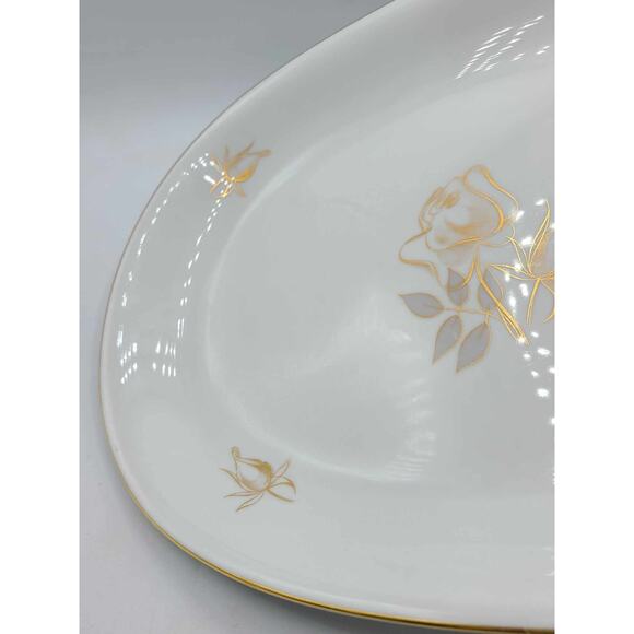 Vintage KPM Krister Germany 14 1/2" Oval Serving Platter. Gold Rose Design - Picture 8 of 9